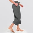 thumbnail image 4 of VV AVEORS Capri Pants For Women Wide Leg Summer Capris Pant Palazzo Loose Fit Casual Flowy Cotton Linen Trousers With Pockets Trendy Gray L, 4 of 5