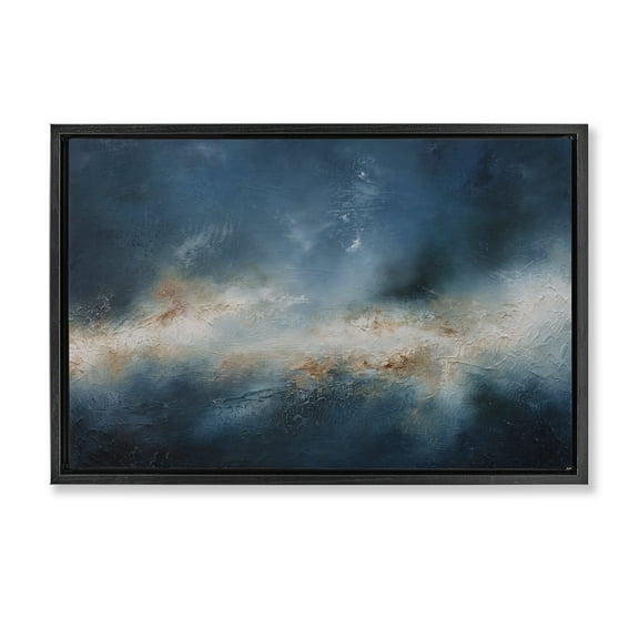 Stupell Industries Beneath The Surface Abstract Abstract Painting Black Floater Framed Canvas Art Print Wall Art, 25 x 17
