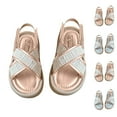 thumbnail image 5 of ZACPNCV Girls Flatform Wedge Open Toe Summer Sandals with Buckle Ankle Strap for Little Girls Gold 2.3-2.6 Years, 5 of 8