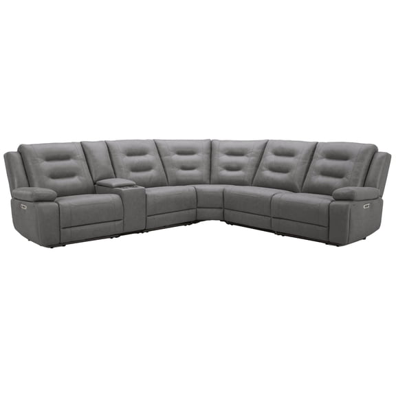 Pemberly Row Tahoe Fog 6 Piece Modular Power Reclining Sectional