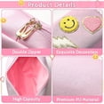 thumbnail image 3 of Preppy Patch Small Toiletry Bag Smile Lightning Heart Pu Leather Portable Waterproof Makeup Cosmetic Bag Daily Use Storage Purse Travel Organizer Comp, 3 of 5