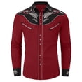 thumbnail image 3 of Boys Girls Western Cowboy Shirts Retro Short/Long Sleeve Button Down Shirt Floral Pockets Outfit Top, Retro Country Tops Outfit(Red,4-5 Years), 3 of 3