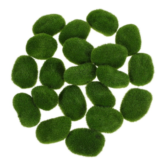 SOPOTUTU Set of 20 Decorative Faux Moss Rocks for Garden Landscaping, Realistic Artificial Moss Stones for Outdoor Decor