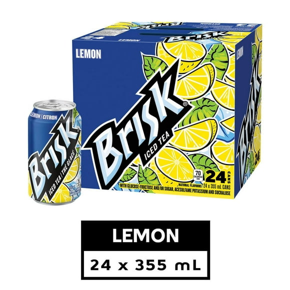 Brisk Lemon Iced Tea, 355 mL Cans, 24 Pack, 24x355mL