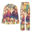 thumbnail image 3 of PoBuds Women's Long Sleeve Flannel Pajama Set Sleepwear Cute Bird Cartoon S, 3 of 5