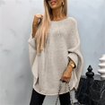 thumbnail image 5 of Women'S Elegant Knitted Cape Sweater Crew Neck Long Sleeve Baggy Tops Fashion Knitted Shawl Sweater Apricot XXL, 5 of 8