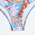 thumbnail image 5 of Fewfanhot Women's Tropical Blue Leaf Print Bikini Set Halter Top with Padded Bra & High Waisted Bottoms, 3 Piece Swimsuit Dress Cover Up Outfit, 5 of 8