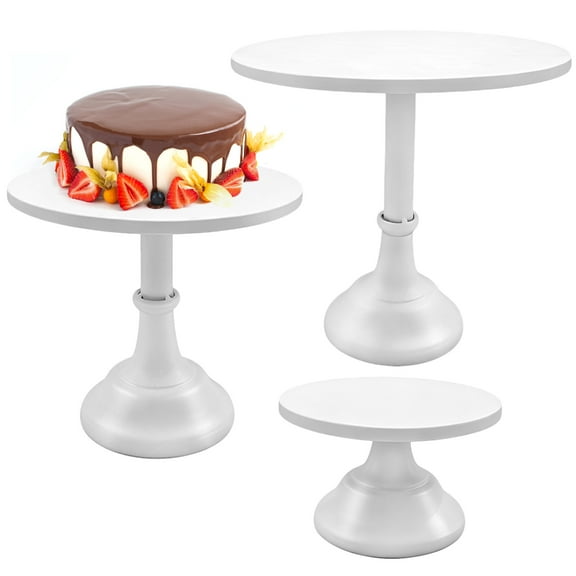 White Dessert Table Display Stands, 3pcs Metal Cake Stand Set (8''10''12''), Ideal for Wedding & Birthday