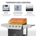 thumbnail image 4 of Outsunny 4 Burner Propane Gas Grill with Side Burner, 48,000 BTU Steel Outdoor Barbecue, Wheels, Warming Rack, Shelf, Cabinet, Thermometer, Silver, 4 of 9