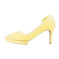 thumbnail image 2 of XYD Women Bridal D'Orsay Pearl Pointed Closed Toe Pumps Outer Low Platform Mid Heels Slip-on Elegant Prom Shoes Size 7 Yellow, 2 of 4