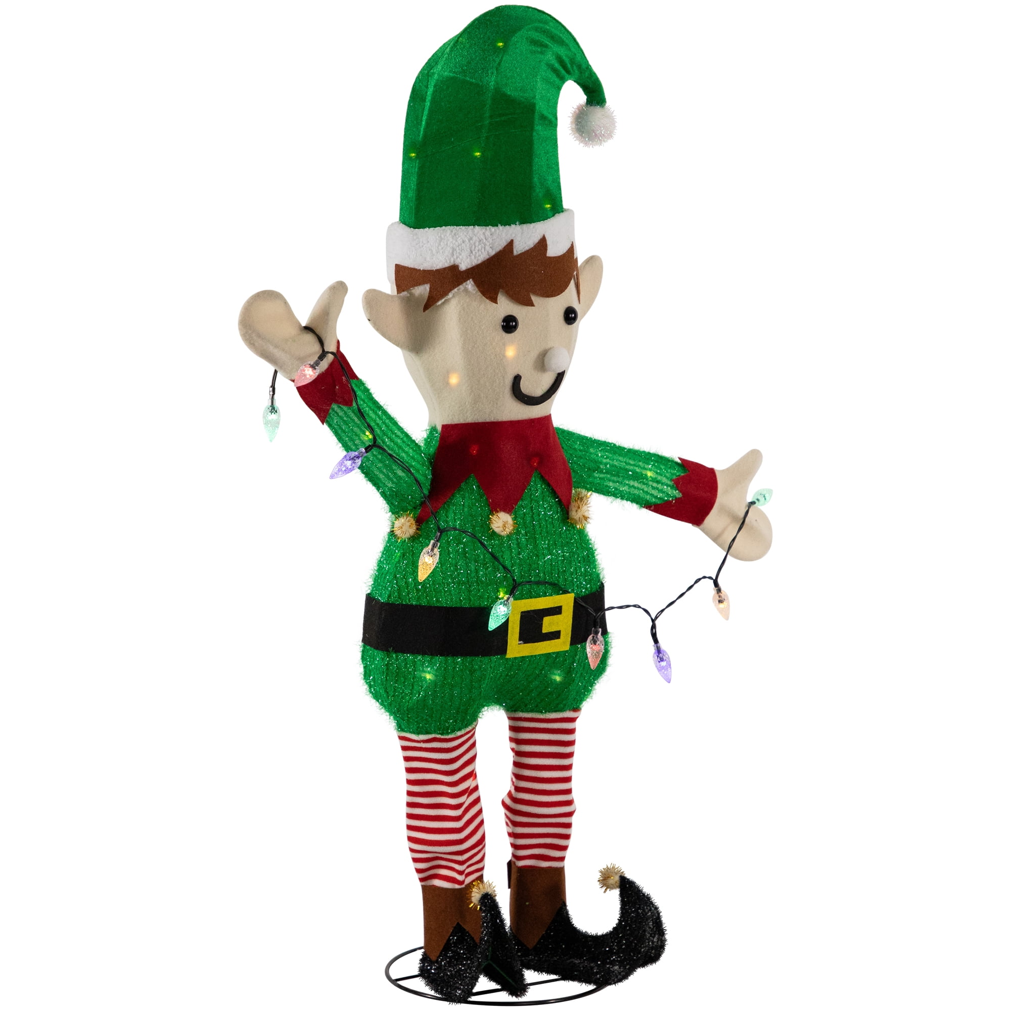 Northlight 34.25" LED Lighted Elf Holding Christmas Lights Outdoor Yard Decoration