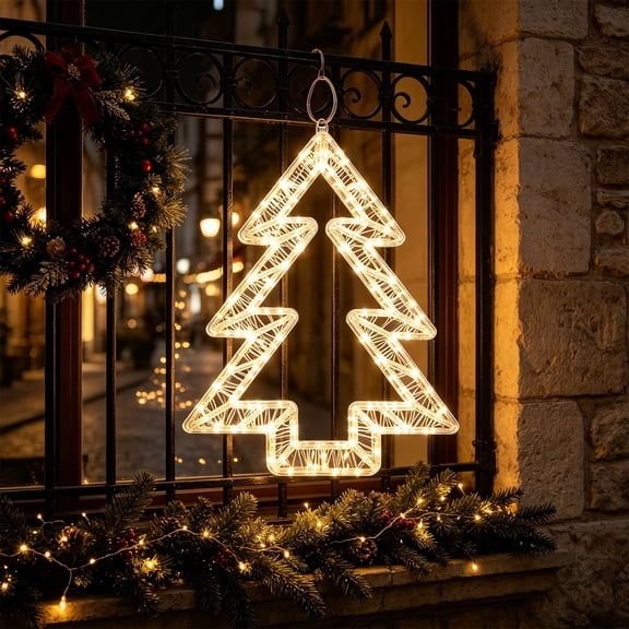 Christmas Decorations Outdoor Indoor Clearance – Christmas Lights with Iron Frame, LED Lighting Outdoor Yard Lights, Decorative for Gardens, Lawns, Windowsills, Walls Decor (D)