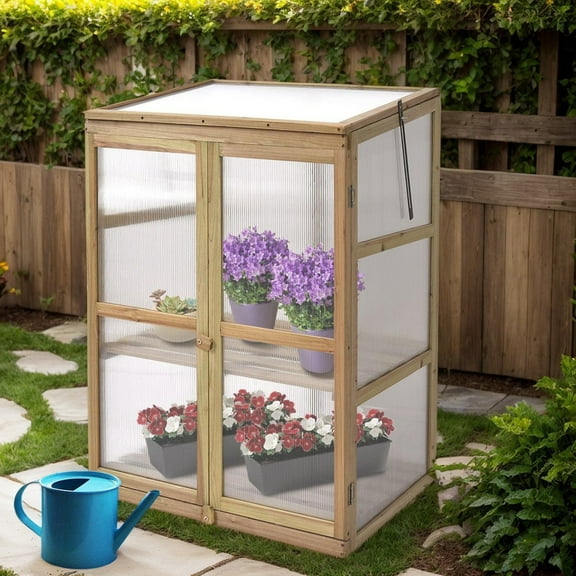 Kadyn Greenhouses for Outdoors, Walk in Green Houses, Planting Base, 30 x 22 x 43 Inch Garden Portable Wooden Greenhouse