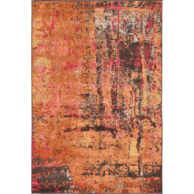 Unique Loom Estrella Dark Colors Area Rug 4' x 6' Rectangle Orange/Beige