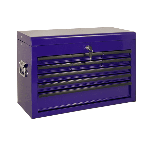 24" Heavy Duty Metal Tool Box, 9-Drawer Portable Tool Chest with EVA Liner, Lockable, for Garage Workshop, Purple