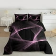 thumbnail image 2 of Manfei Lightpink Wave Ribbon Full Size Comforter Sets,Geometric Geometric Lines Bedding Comforter Set,Minimalist Stripes Aesthetic Bedding Sets,Breathable Room Decor Reversible,3-Piece, 2 of 8