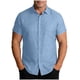 thumbnail image 2 of Blusa y camisa de manga corta con cuello vuelto para hombre, camisa informal holgada de color liso con botones a la moda para playa, blusa de manga corta con cuello vuelto para hombre, blusa de poliés, 2 of 8