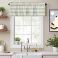 thumbnail image 2 of Boho Sage Green Stripe Kitchen Curtain Valances for Windows Farmhouse Short Curtains, Abstract Geometric White Minimalist Rod Pocket Valance Curtain for Bedroom Cafe Living Room, 2 of 8