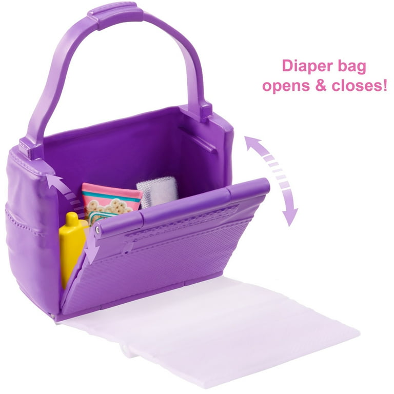 Barbie Skipper Babysitters Inc. Feeding And Changing Playset With Color Change Baby Doll Diaper Bag And Accessories