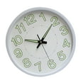 thumbnail image 2 of Reloj de pared luminoso de 12 pulgadas, reloj minimalista redondo de cuarzo para decoración de dormitorio y sala de estar, color blanco, 2 of 12