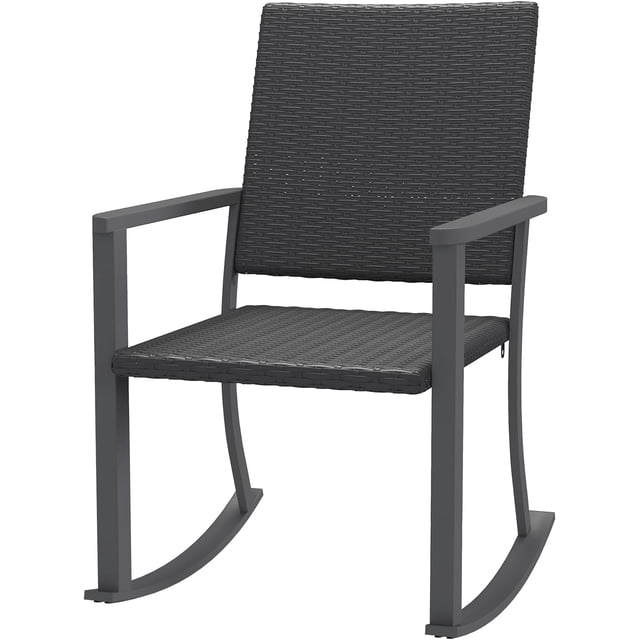 YODOLLA Patio Dining Chair, Outdoor Rattan Fire Pit Chair with Armrests and Metal Frame
