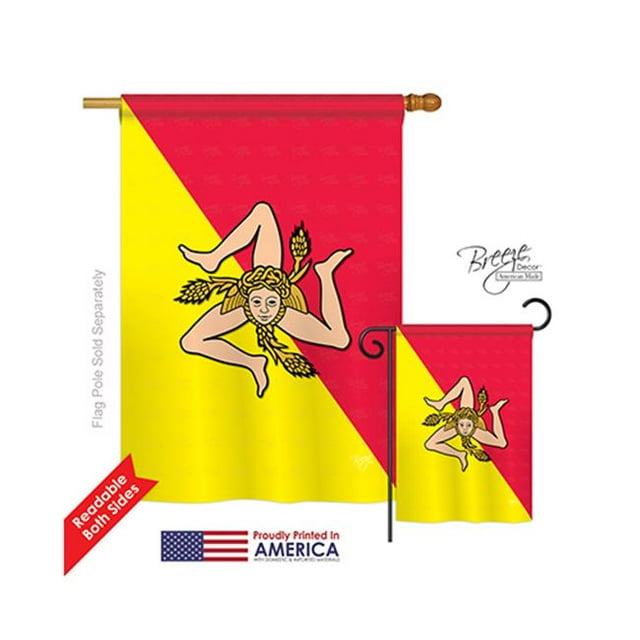 Breeze Decor 08181 Sicile Drapeau de Maison à Impression Verticale à 2 Côtés - 28 x 40 Po