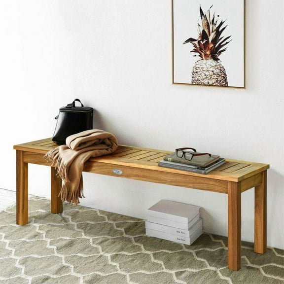 52" Outdoor Wood Dining Chair, Teak Finish - Heavy Duty 700lbs Capacity - Patio, Garden, Backyard Seating for 3 People