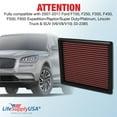 thumbnail image 2 of LifeSupplyUSA Replacement Engine Air Filter Compatible With 2007-2017 Ford F150, F250, F350, F450, F550, F650 Expedition/Raptor/Super Duty/Platinum, Lincoln Truck & SUV (V6/V8/V10) 33-2385, 2 of 6