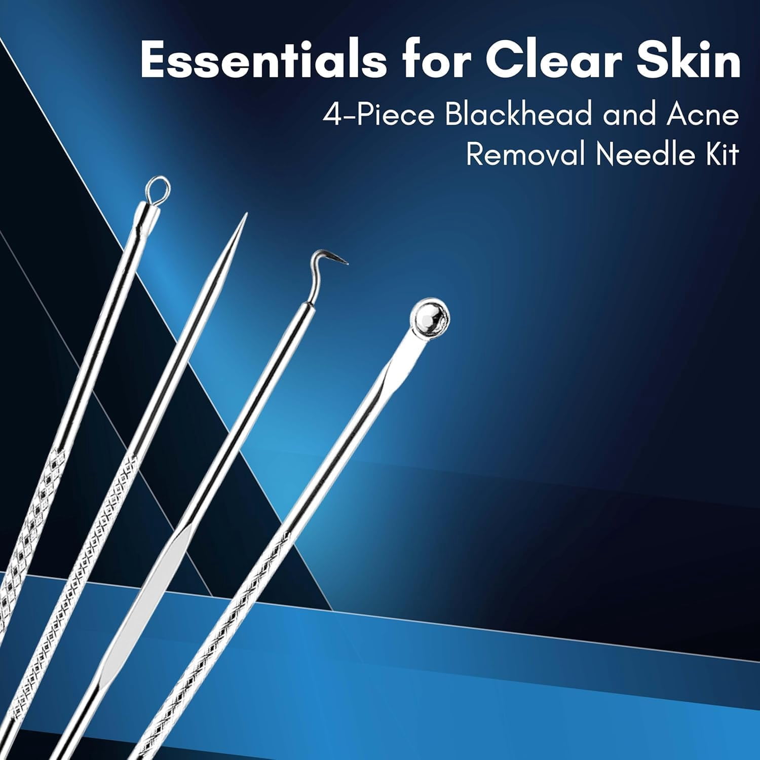 Basics Blackhead Acne Removal Needle Kit 4 Pcs Cleaning Tool Blemish Pimple Comedone for Women and Men