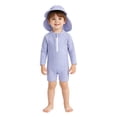 thumbnail image 2 of Tiijoy Boys Striped Zipper Long Sleeve Rashguard 1-Piece Swimsuit & Hat, Sizes 0-24 Months, 2 of 8