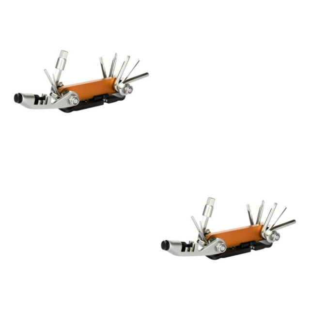 Transemion Réparation de Vélo 15 en 1 Outil de Réparation pour Mécanicien de Cyclisme avec Tournevis Extracteur de Chaîne à Rivets Clé à Douille Légère Orange 2 Pcs