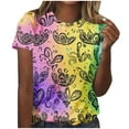 thumbnail image 2 of Cadancy Women Mardi Gras Shirt Carnival Rave Party Pullover Round Neck Short Sleeve Tops Cozy Casual Loose Holiday Print Tee Shirts Trendy Outfits, 2 of 6