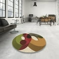 thumbnail image 3 of Ahgly Company Indoor Round Patterned Fall Leaf Brown Green Area Rugs, 8' Round, 3 of 6