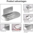 thumbnail image 3 of 2PCS Adhesive Soap Dish, Bath Soap Dish for Shower, 304 Stainless Steel Wall Mounted Bar Soap Holder for Bathroom Kitchen- No Drilling (Silver), 3 of 4