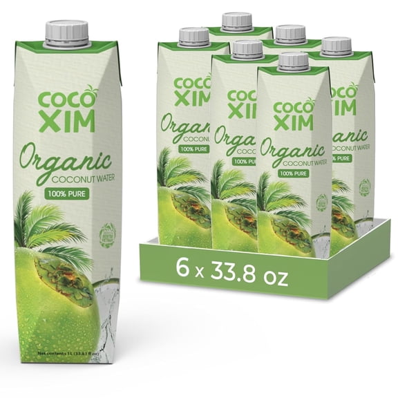 COCOXIM Ready to Drink Organic Coconut Water - 33.8 oz (Pack of 6)