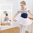 thumbnail image 3 of Hienoo Toddler Girl's Ballet Dance Dress Lace Short Sleeve Leotards with Removable Tutu Skirt, 3 of 7