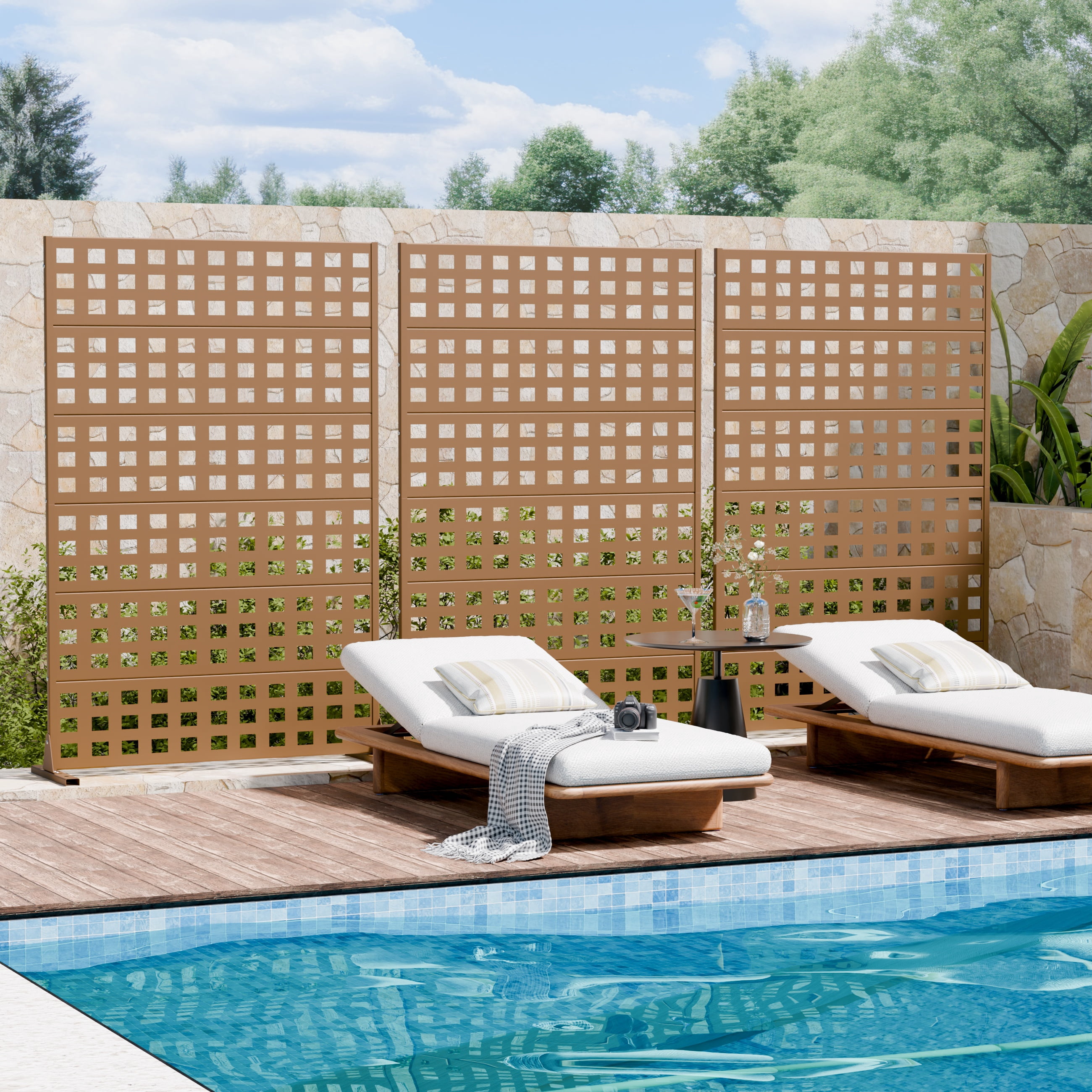Privacy Metal Screen Fence Panel Horizontal Stripe Pattern