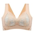 thumbnail image 5 of Front Closure Bras for Women No Underwire Bra Feature V-Neck No Underwire Bra Style W-788 Hook and Eye Closure Comfy Sports Bras Beige 4XL, 5 of 5