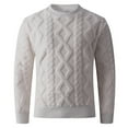 thumbnail image 2 of Kalauyu Men's Pullover Sweater Cable Knit Chunky Sweater Classic Casual Crewneck Sweaters, 2 of 6