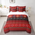 thumbnail image 2 of Feelyou Red Hippie Aztec Bedding Comforter Set 7pcs for Women, Mandala Triangle Abstract King Bedding Sets, Vintage Bohemian Style Reversible Bed Sheets, Lightweight Room Decor, 2 of 8