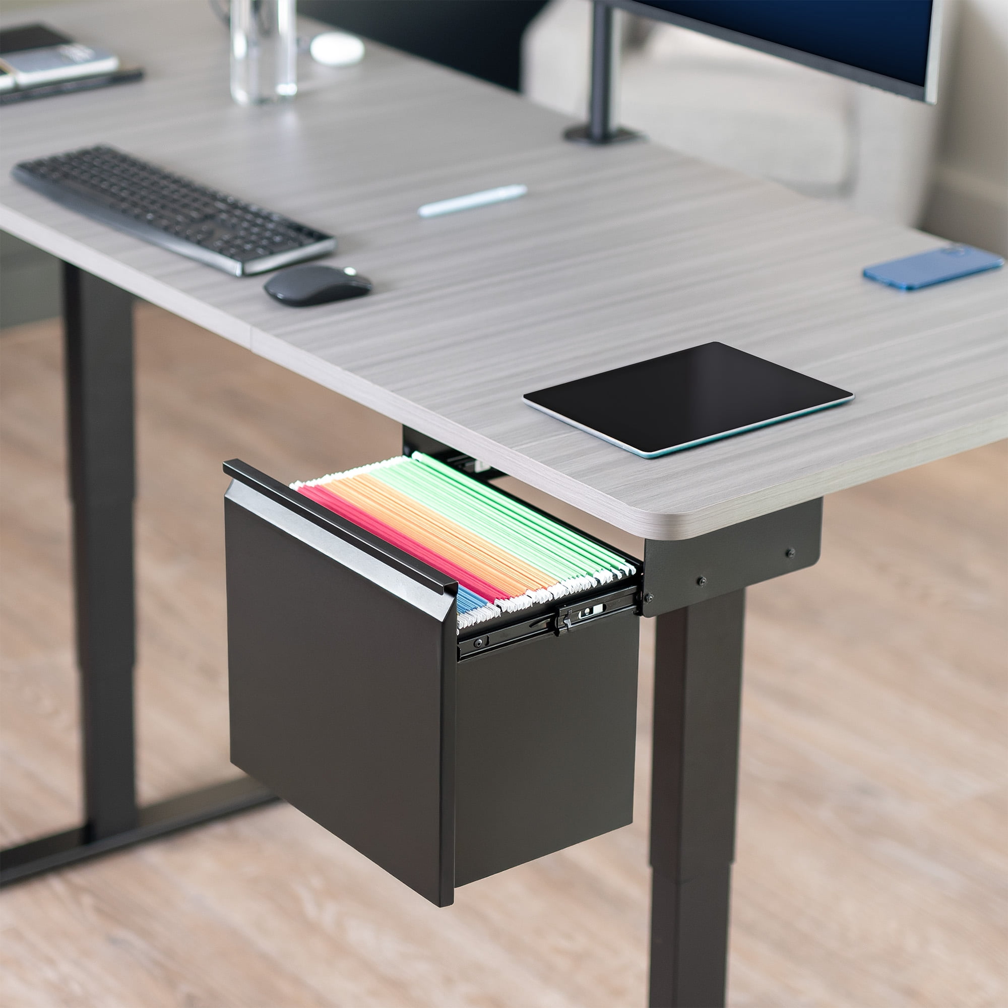 VIVO Black Under Desk Filing Cabinet, Large Storage Drawer for Letter Size Files