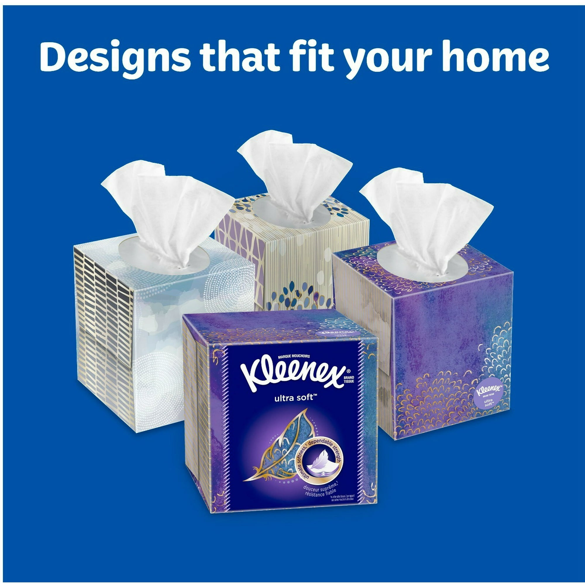 Kleenex Ultra Soft Facial Tissues, 4 Cube Boxes, 65 Tissues per Box (260 Tissues
