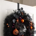 thumbnail image 4 of Cififendec Halloween Spider Pumpkin Wreath, 17.72", Eucalyptus Ball Ornament Hanging Ring for Front Door Dining Table Window All Saints Spooky Home Decor, 4 of 5