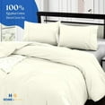 thumbnail image 2 of HNB Store 3pc Duvet Cover Set | 1000 TC Egyptian Cotton | Oversized King Size Duvet Cover with 2 Pillowcases | Ivory Solid, 2 of 8