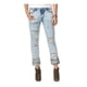 thumbnail image 1 of Rewash Jeans ajustados con puños estampados rasgados para mujer, Azul, 1, 1 of 1