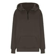 thumbnail image 4 of Womens Baggy Hoodies Quarter Zip High Neck Sweatshirts with Pocket Long Sleeve Cozy Plain Pullover Sweater Tops (XX-Large, Brown), 4 of 6