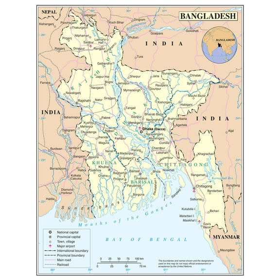 Palmetto Posters Political and Administrative Map of Bangladesh 24" x 31" Poster
