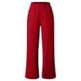 thumbnail image 5 of LEKWK Linen Pants Women High Waisted Elastic Wide Leg Pants Pockets Loose Fit Casual Pants Breathable Soft Summer Beach Vacation Lounge Boho Outfits, 5 of 6
