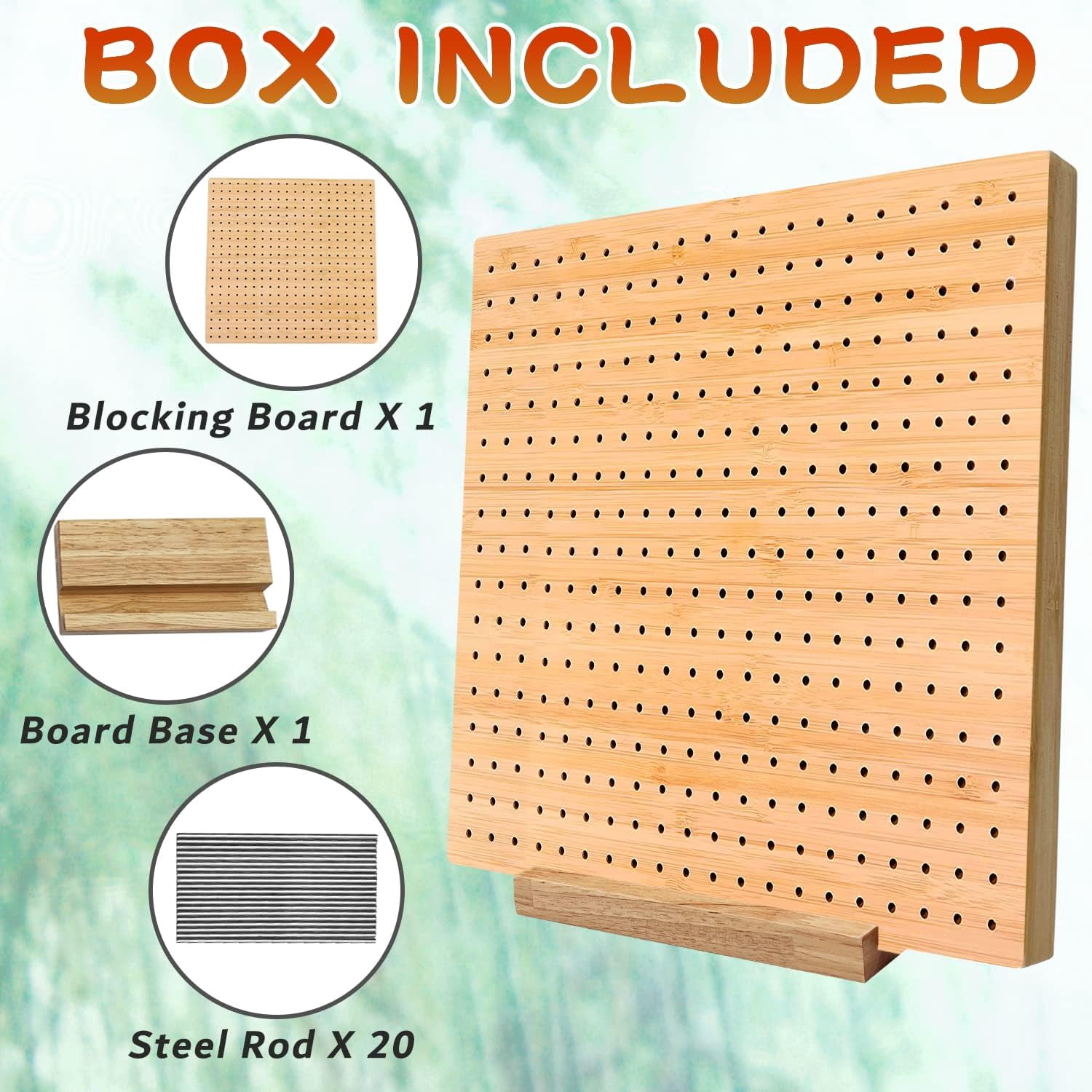 11.8 Inches Bamboo Wooden Board for Knitting Crochet and Granny Squares Blocking Board for Knitting and Crochet Projects Handcrafted Knitting Stainless Steel Pins