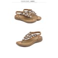 thumbnail image 5 of Sandalias planas de talla grande para vacaciones en la playa, cómodas, con punta redonda, estilo bohemio, con pedrería - 2024, la última moda europea y americana 37, 5 of 5